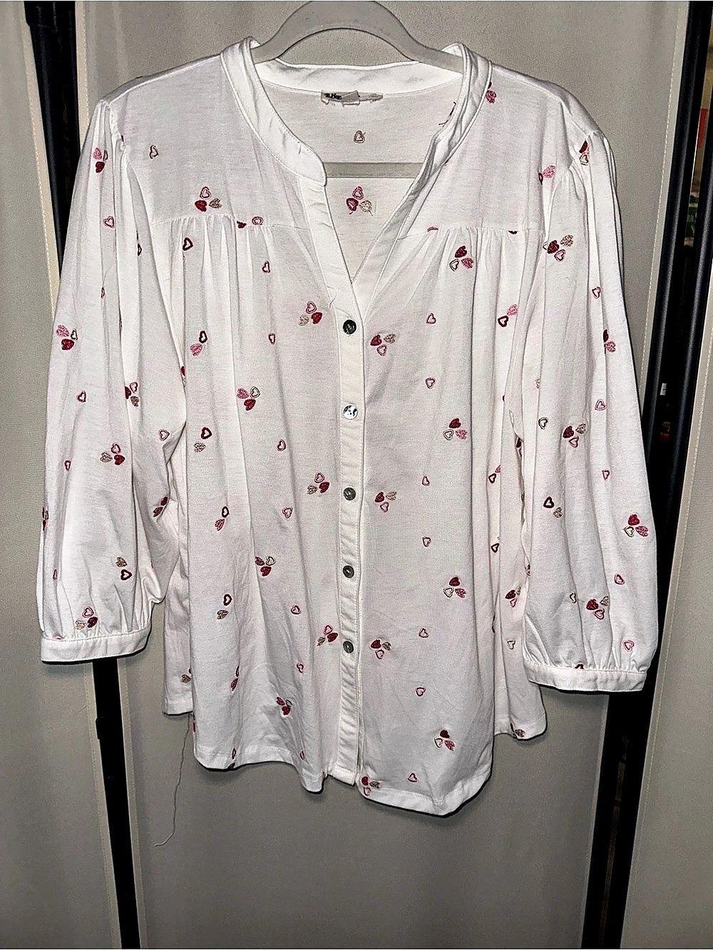Hope Springs Floral Blouse in White & Pink Size Large